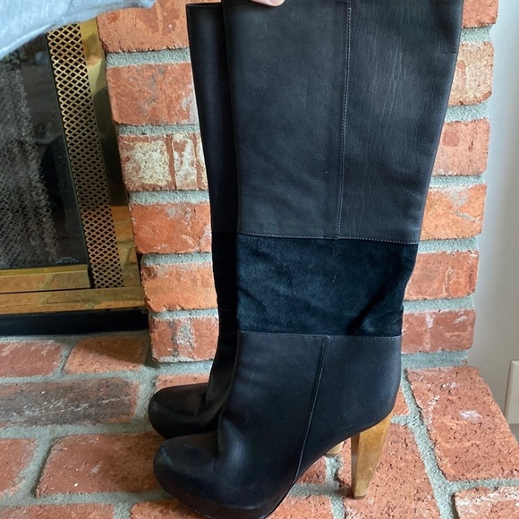 Loeffler Randall Leather & Suede Platform Knee High Boots - Picture 2 of 5